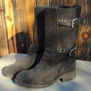 Diesel Moto Suede Buckle Boots